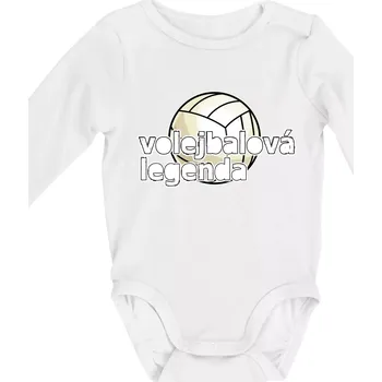 Volejbalová legenda - bílé písmo - Body kojenecké s dlouhým rukávem - Dlouhý r. 3-6 měs ( Bílá )