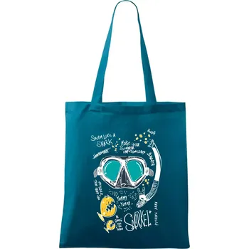 Potapěčské brýle text - Taška bavlněná - 42 x 38 cm ( Petrolejová )