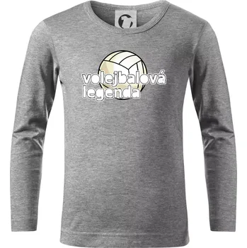 Chlapecké tričko Volejbalová legenda - bílé písmo - Triko dětské Long Sleeve - 134 cm/8 let ( Tmavě šedý melír )