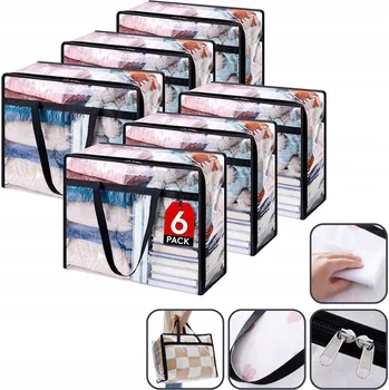 Úložný box 6 Ks. XL STĚHOVACÍ TAŠKY S ZIPEM PRO SKLADOVÁNÍ A PŘENOS VĚCÍ, ORGANIZÉR