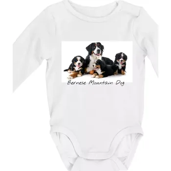 Bernese mountain dog celá rodina - Body kojenecké s dlouhým rukávem - Dlouhý r. do 3 měs ( Bílá )