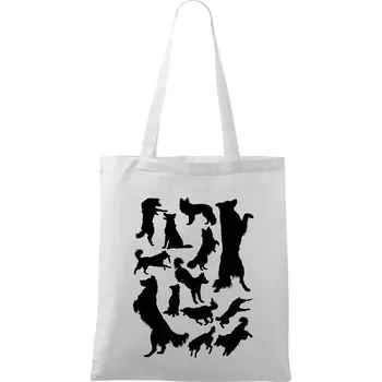 Border kolie siluety - Taška bavlněná - 42 x 38 cm ( Bílá )