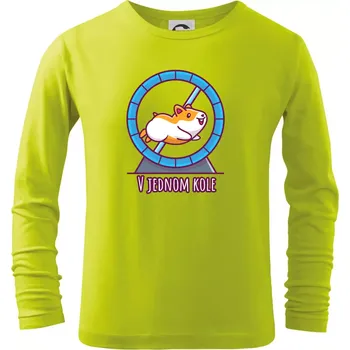 Chlapecké oblečení Křeček v jednom kole - Triko dětské Long Sleeve - 146 cm/10 let ( Limetková )