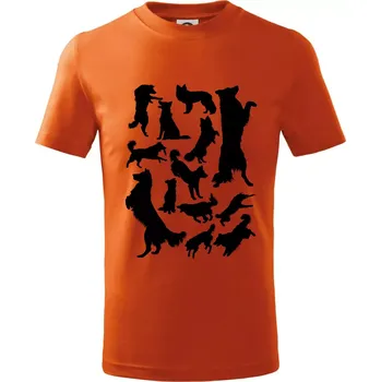 Border kolie siluety - Tričko dětské bavlněné - 98 cm / 2 roky ( Oranžová )