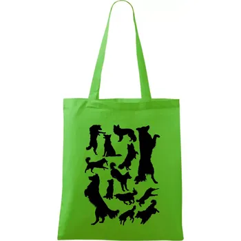 Nákupní taška Border kolie siluety - Taška bavlněná - 42 x 38 cm ( Apple Green )
