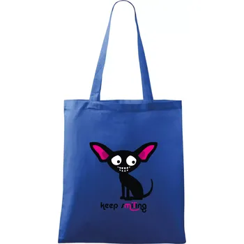 Nákupní taška Keep smiling Čivava (Hana-creative) - Taška bavlněná - 42 x 38 cm ( Královská modrá )