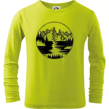 Chlapecké tričko Cestování kruh - řeka - Triko dětské Long Sleeve - 104-110cm / 3-4 roky ( Limetková )