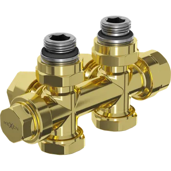 Ventil Mexen Uni-Term ventil radiátoru úhlový/přímý, Duplex, DN50, zlatý - W908-000-50 radiátorové ventily