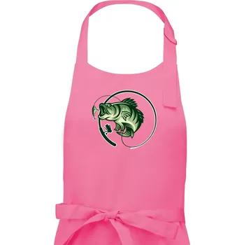 Kuchyňská zástěra Ryba s prutem - Dámská zástěra na vaření - Univerzální velikost ( Růžová )