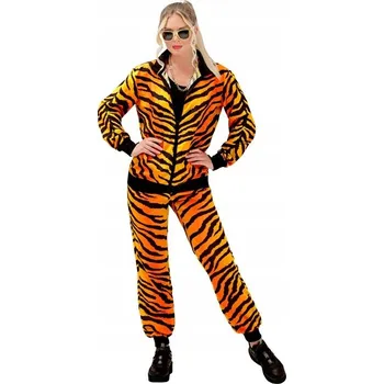 Karnevalový kostým KOSTÝM TEPLÁKOVKA SOUPRAVA S TYGŘÍMI PRUHY VE STYLU 80. LET, DISCO, M