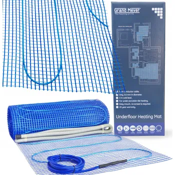 Topná rohož PODLAHOVÉ TOPENÍ VYHŘÍVACÍ PODLOŽKA POD DLAŽBU 200W/m2 0,75 m2 GRAND MEYER