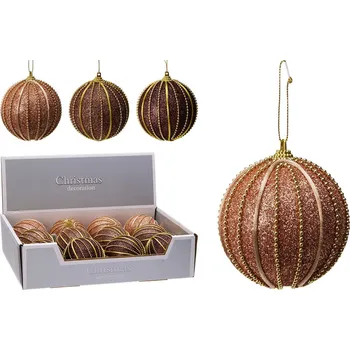 Vánoční dekorace Vánoční koule 80 mm třpytivá, zdobená goralkami (mix 3 barev, cena /1 ks)