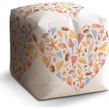 Taburet Sablio Taburet Cube Podzimní srdce: 40x40x40 cm