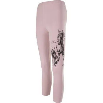 Dívčí oblečení Dívčí legíny, pudrová růžová , s potiskem (černý kůň), Tup Tup, vel. 164