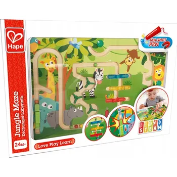 Dřevěná hračka HAPE - Magnetické bludiště v džungli E1714A