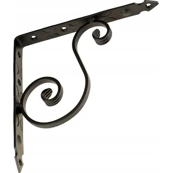 Věšák OZDOBNÁ KOVANÁ POLICOVÁ KONZOLE 275 x 275 MM ČERNÁ