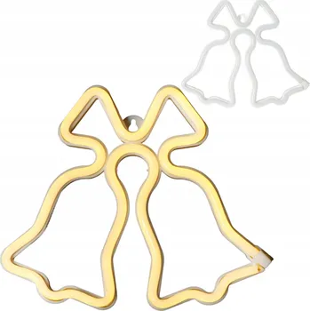 Vánoční světelná dekorace VÁNOČNÍ LED NEONOVÁ DEKORACE ZVONKY 23 CM SVÍTÍCÍ OZDOBA