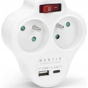 Elektrická zásuvka ROZBOČKA DVOJITÝ + USB-A USB-C 3680W 16A BÍLÝ