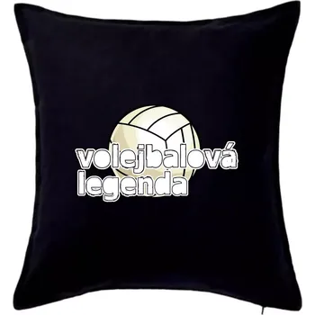 Polštář Volejbalová legenda - bílé písmo - Polštář 50x50 - 50x50 - Pouze potah ( Černá )