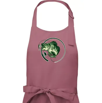 Kuchyňská zástěra Ryba s prutem - Pánská zástěra na vaření - Univerzální velikost ( Starorůžová )