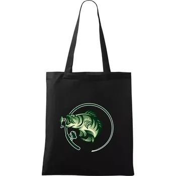 Nákupní taška Ryba s prutem - Taška bavlněná - 42 x 38 cm ( Černá )