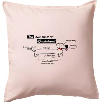 Polštář Jezevčík - Anatomie - Polštář 50x50 - 50x50 - Včetně výplně ( Světle růžová )