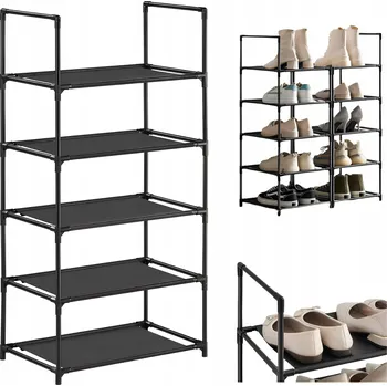 Botník REGÁL NA BOTY 5 ÚROVNÍ POLICE KOVOVÝ RÁM POLICE SKŘÍŇKA Z NETKANÉ TEXTILIE LEHKÁ