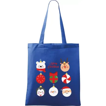 Nákupní taška Vánoční koule - Taška bavlněná - 42 x 38 cm ( Královská modrá )