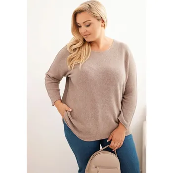 Dámský svetr Kesi Dámský svetr plus size s lodičkovým výstřihem Barva: Fialová, Velikost: UNI
