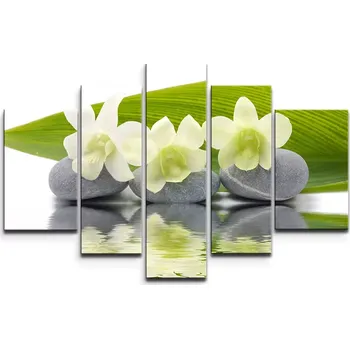 Obraz Sablio Obraz - 5-dílný Bílá orchidej - 125x90 cm