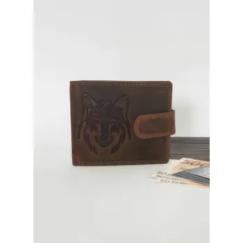 Peněženka Pánská kožená peněženka vzor vlk, VELIKOST UNI