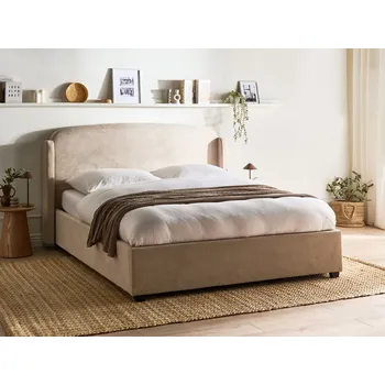 Ložnice Postel taupe čalounění 160 x 200 cm vysoké čelo skandinávský moderní styl Beliani