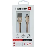 Datový kabel Swissten Textile USB/USB-C, 1,2m, zlatý