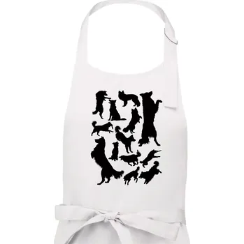 Kuchyňská zástěra Border kolie siluety - Dámská zástěra na vaření - Univerzální velikost ( Bílá )