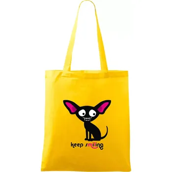 Nákupní taška Keep smiling Čivava (Hana-creative) - Taška bavlněná - 42 x 38 cm ( Žlutá )