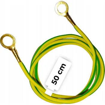 elektrický kabel Uzemňovací kabel 50 cm LGY 1 mm² žluto-zelený s ohebným lankem a oky M5