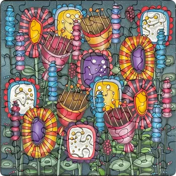 Puzzle Čtvercové puzzle CURIOSI Q Silver – barevné květiny, 72 dílků