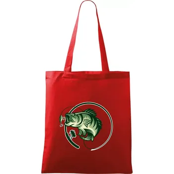 Ryba s prutem - Taška bavlněná - 42 x 38 cm ( Červená )