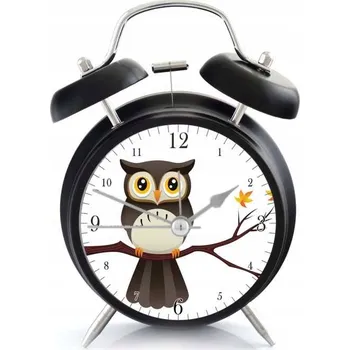 Budík Hlasitý budík s retro zvonky - Sovičky 3