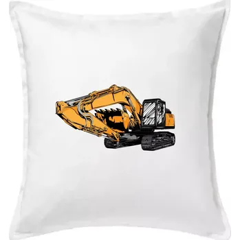 Polštář Žlutý bagr z boku - Polštář 50x50 - 50x50 - Pouze potah ( Bílá )
