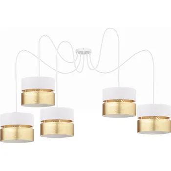 ZÁVĚSNÁ LAMPA STROPNÍ PAVOUK STÍNIDLO S DÍRKAMI ZLATÁ E27 LED BÍLÁ AŽUROVÁ