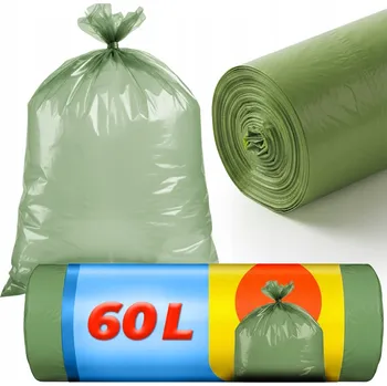 Pytle na odpadky Pytle na odpadky 60L ZELENÉ 10 KUSŮ KLASICKÉ SILNÉ 1 ROLKA