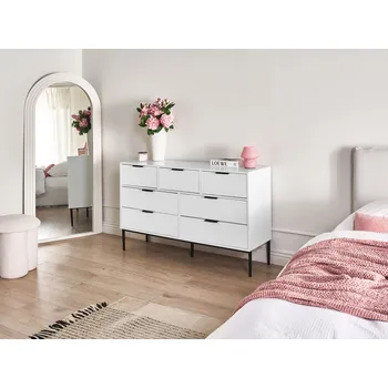 Komoda Komoda bílá MDF skříňka se 7 zásuvkami úložný prostor moderní minimalistický design Beliani