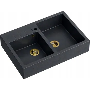 Granitový dřez Dvoukomorový granitový dřez Quadron Bill černý