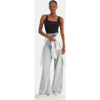 Calvin Klein Jeans Top Monologo Scoop Nk Rib LV047A804G Černá Slim Fit M