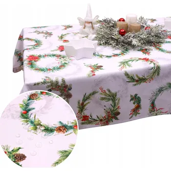 ubrus Obrus Świąteczny BN25 – Bílý Vánoční ubrus odolný proti skvrnám 280x140 cm
