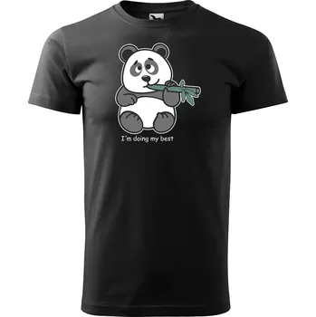 Pánské tričko Sablio Tričko s potiskem I am doing my best Panda - černé L
