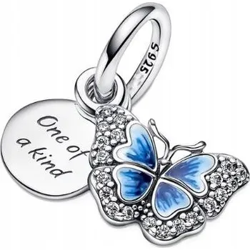 Přívěsek Přívěsek s modrým motýlem, dvojitý, stříbro 925