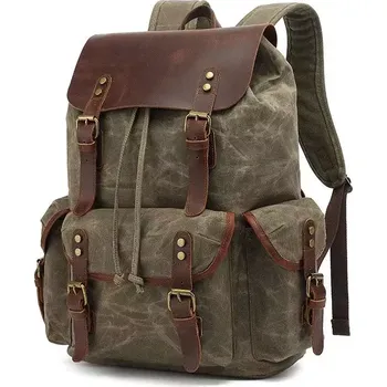 Městský batoh Canvasio outdoor kožený batoh Camelo Zelený 25 L