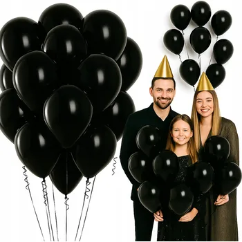 Balónek BALÓNKY ČERNÉ PERLOVÉ MATNÉ PASTELOVÉ NAROZENINOVÉ PRO KOMUNIKACI NAROZENINY 100 KS